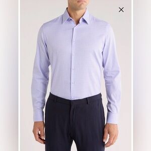 Duchamp London Lavender Button Down Shirt, 16.5/L sz 42, slim fit